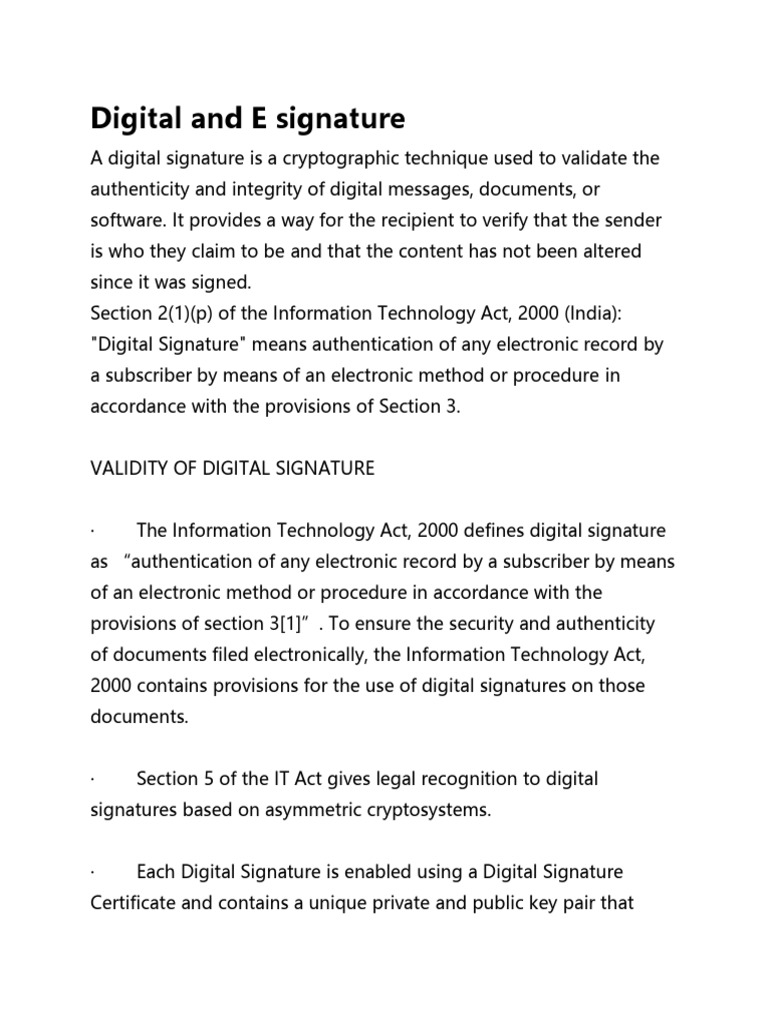 Understanding Digital Signatures in India | PDF | Public Key ...