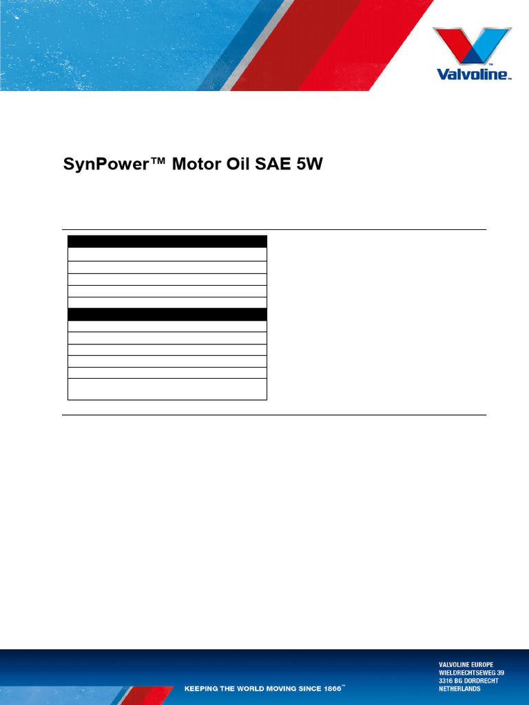 valvoline-synpower-5w40 | PDF | Motor Oil | Motor Vehicle