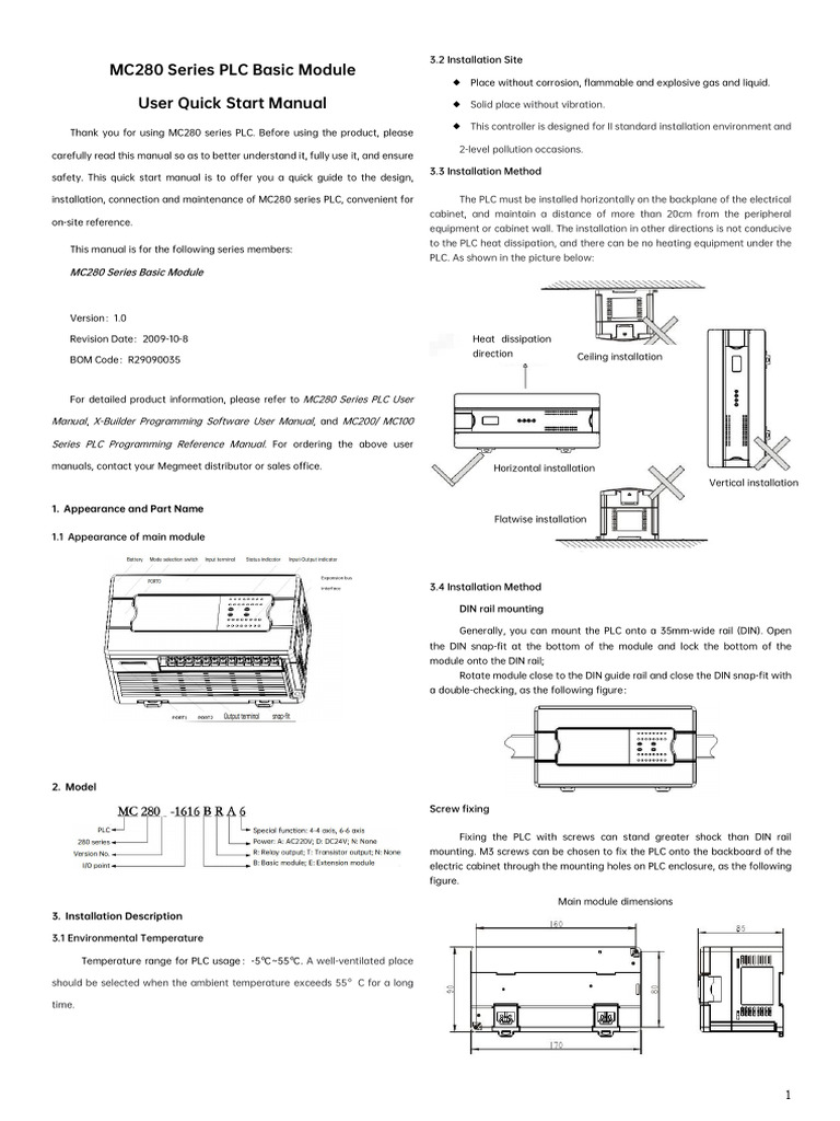 MC280 PLC Quick Start Guide | PDF | Power Supply | Programmable Logic ...