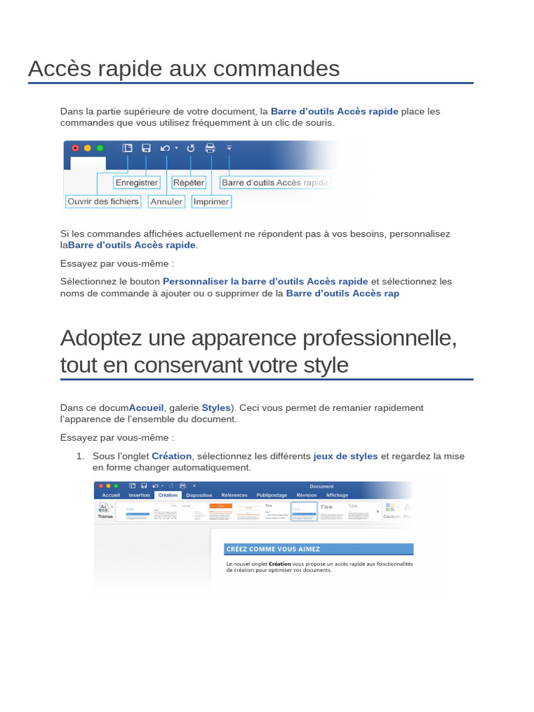 Personnaliser Word pour un accès rapide | PDF | Microsoft Word ...