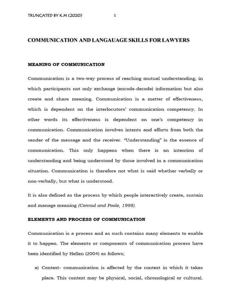 Communication Skills For Lawyers | PDF | Communication | Nonverbal ...
