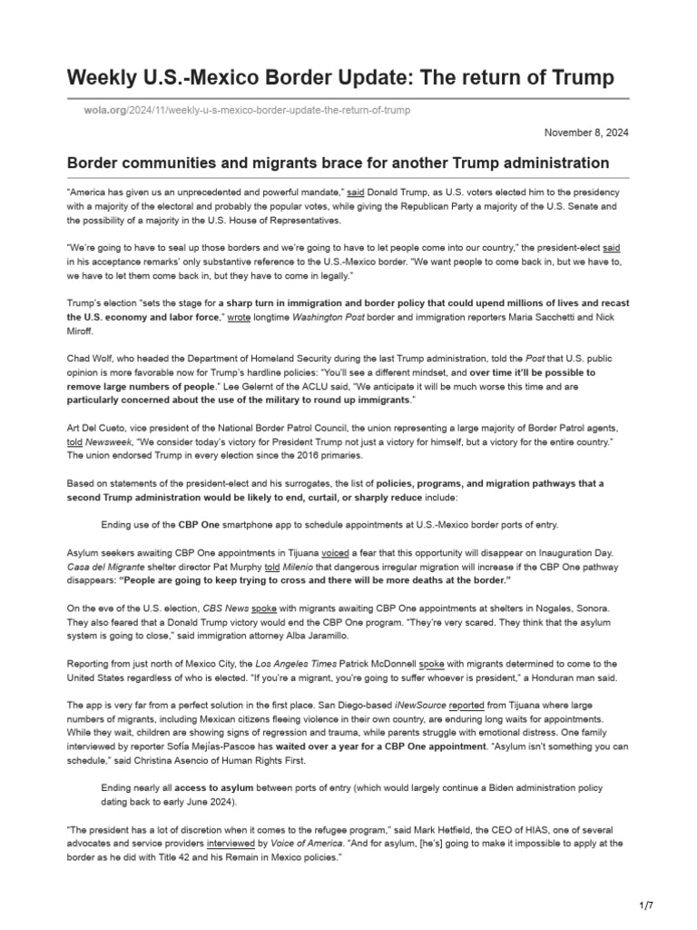 Trump’s Border Policy Impacts Ahead | PDF | Mexico–United States Border ...