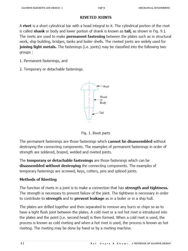 Understanding Riveted Joints | PDF | Rivet | Strength Of Materials