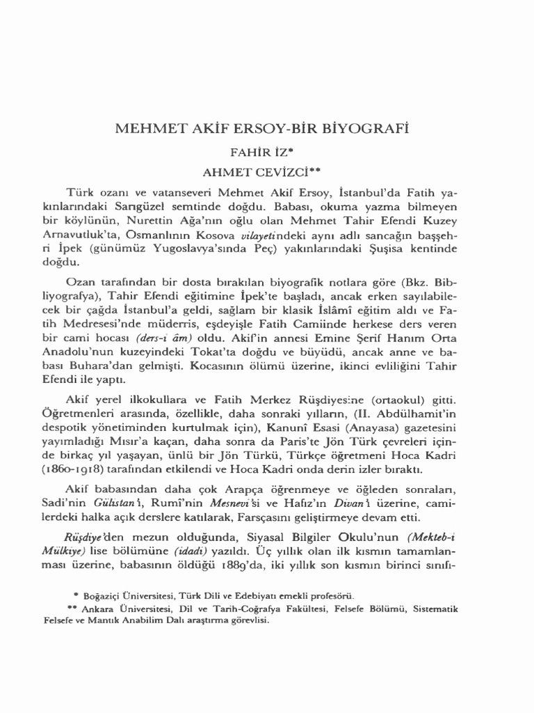 Mehmet Akif Ersoy Biyografisi (#552455) - 693027 | PDF
