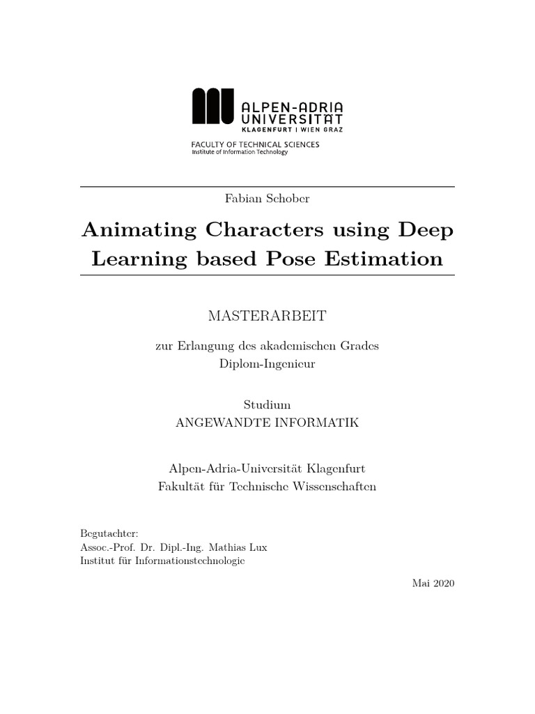 Animating Characters Using Deep Learning Based Pose Estimation | PDF