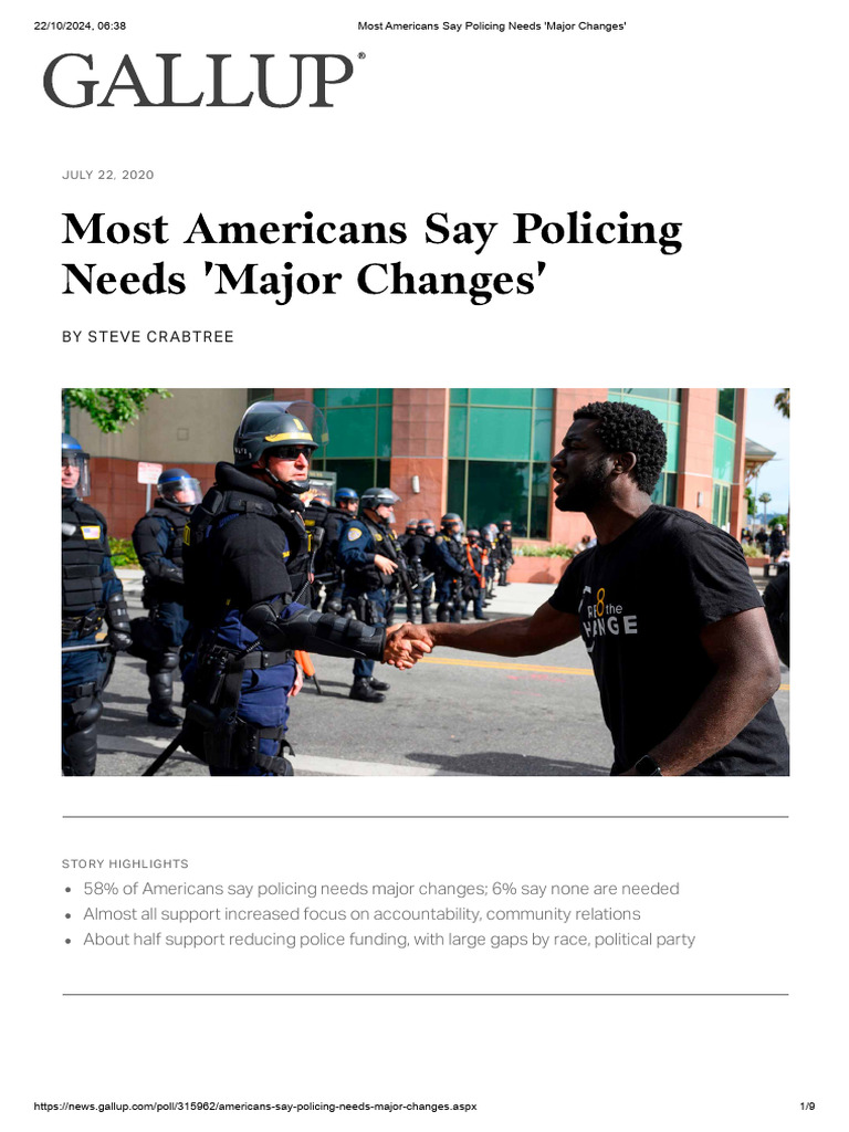 Most Americans Say Policing Needs 'Major Changes' | PDF | Terry Stop ...