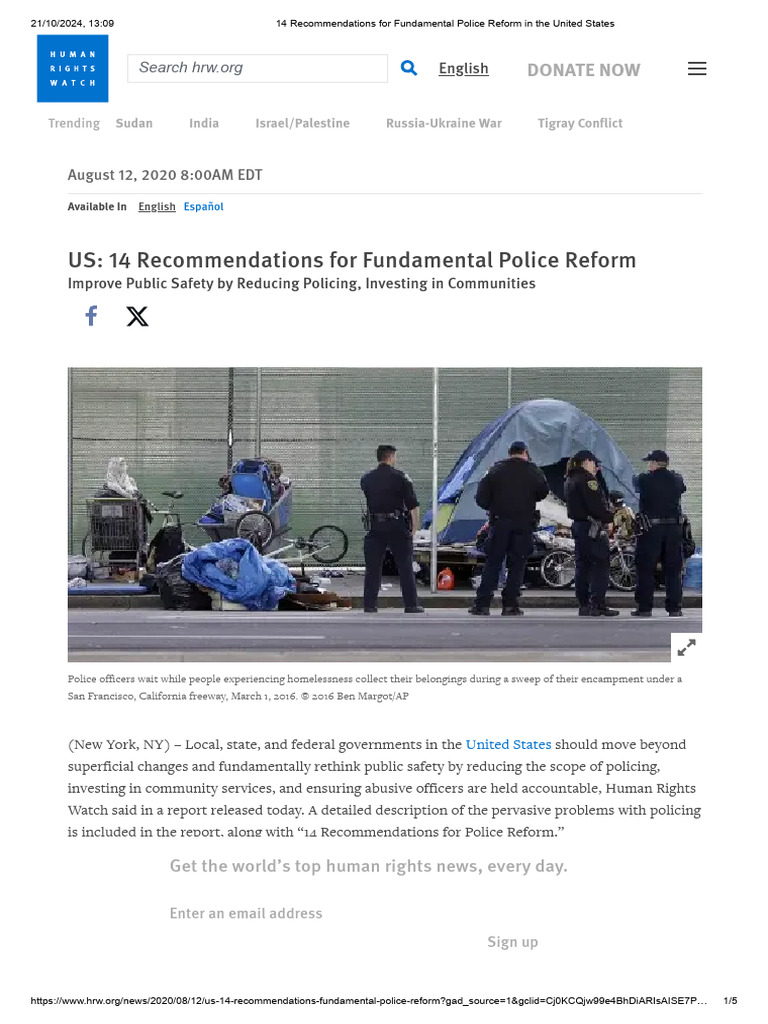 14 Recommendations For Fundamental Police Reform in The United States ...