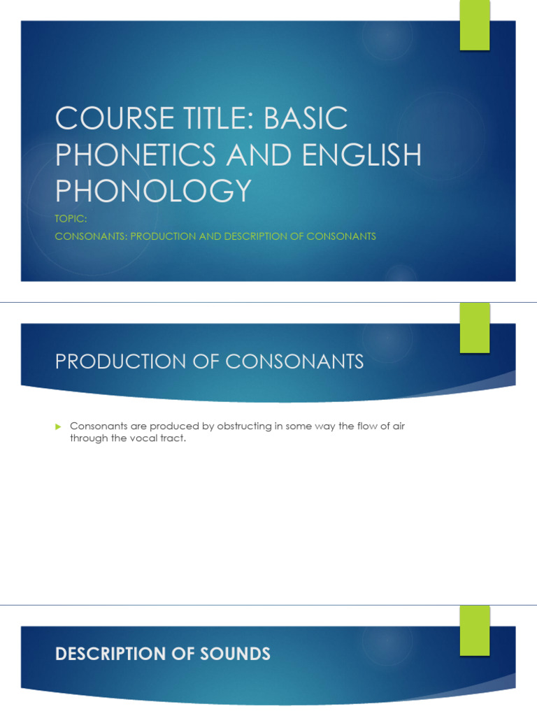 Consonant Production in Phonetics | PDF | Phonetics | Linguistics