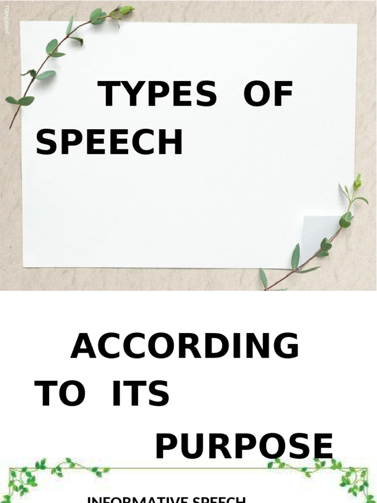 Types of Speech by Purpose | PDF
