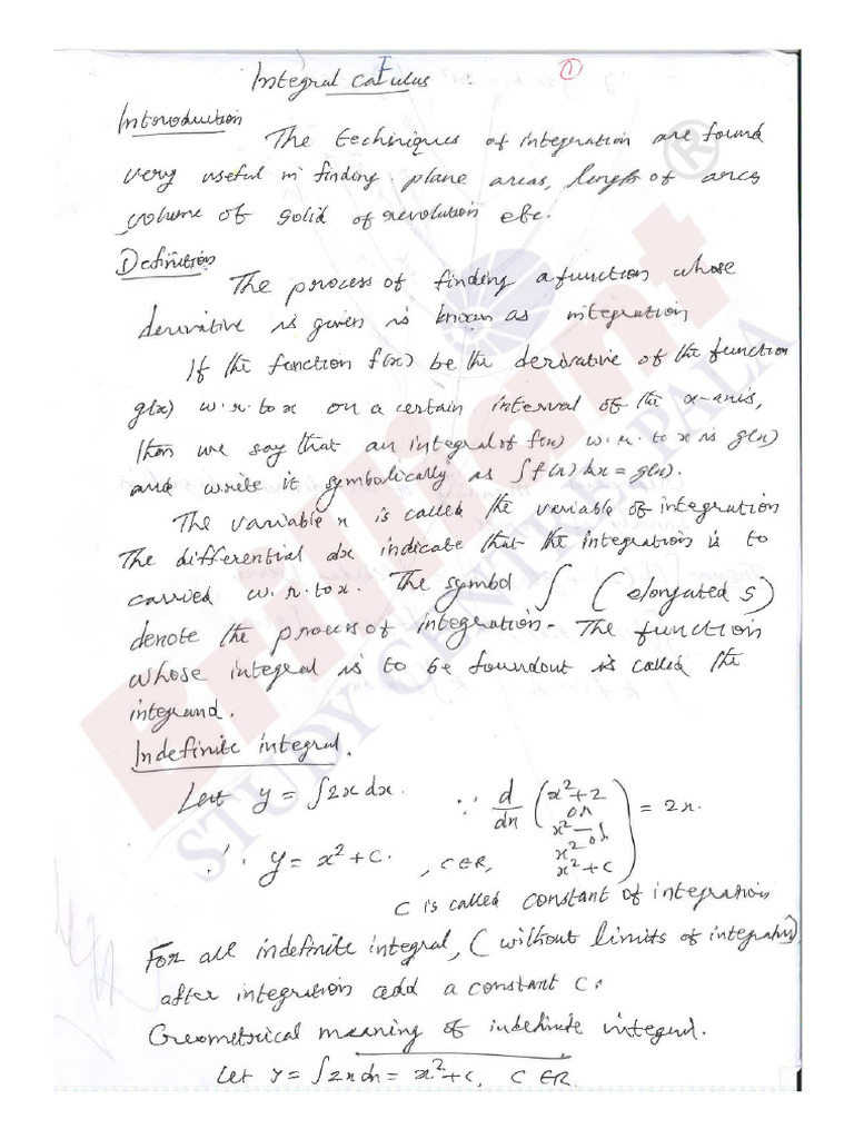 Integration - I & II {Lecture Note} | PDF