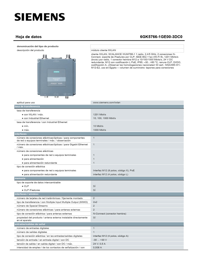 6GK57661GE003DC0 Datasheet Es | PDF | Ieee 802.11 | Protocolos de ...