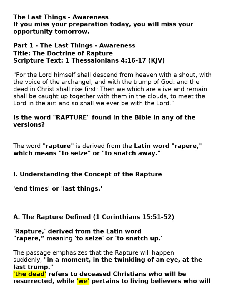 Understanding the Rapture Doctrine | PDF | Rapture | Abrahamic Religions