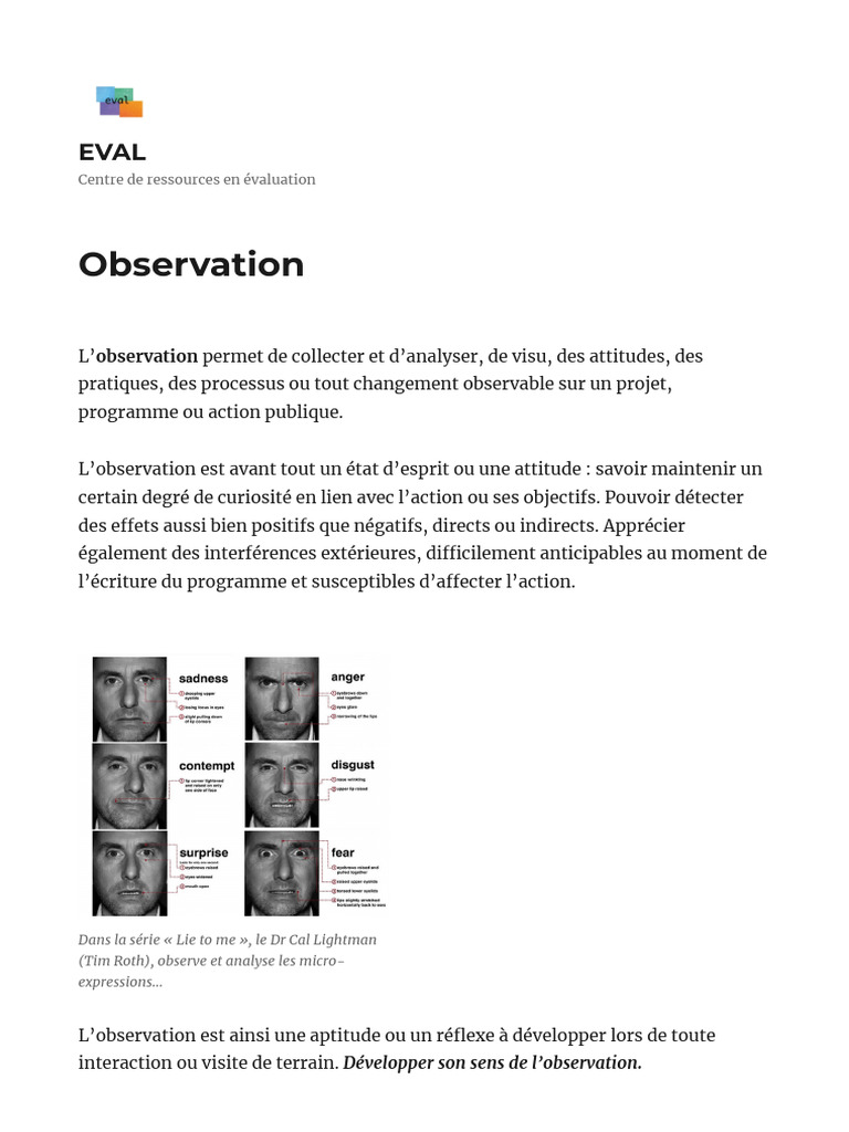 Importance de l'observation en évaluation | PDF