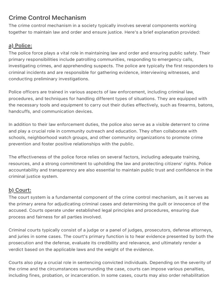 Components of Crime Control Mechanism | PDF | Prison | Prosecutor