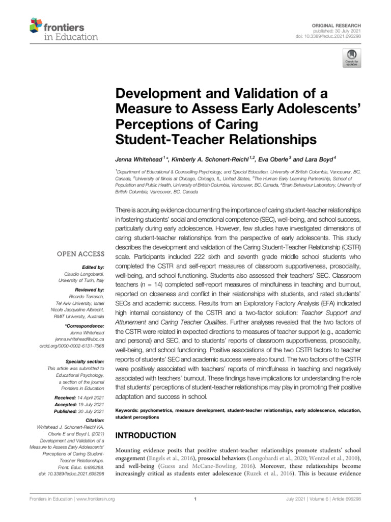 Whitehead És Mtsai. - 2021 - Development and Validation of A Measure To ...
