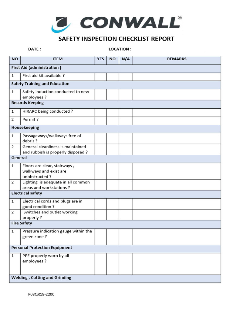 Safety Inspection Checklist Report | PDF