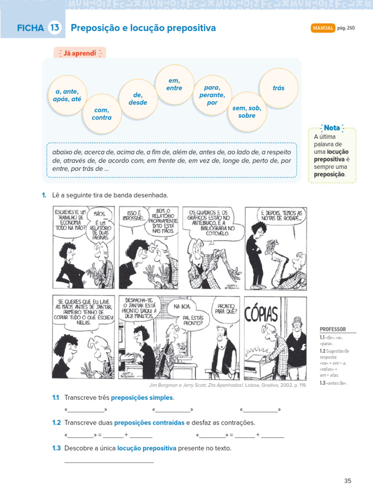 Preposições e Locuções Prepositivas | PDF | Preposição e posposição ...