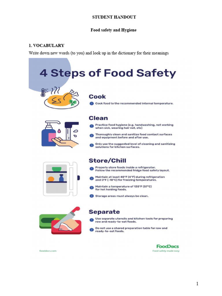 Food Safety-Handout | PDF | Food Safety | Foodborne Illness