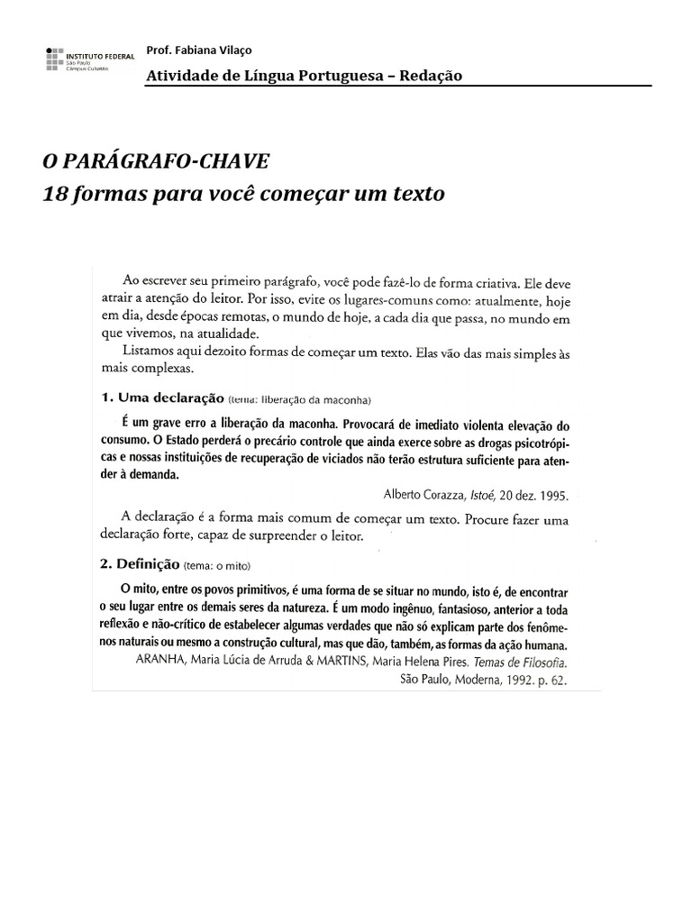 18 Formas para Você Começar Um Texto | PDF