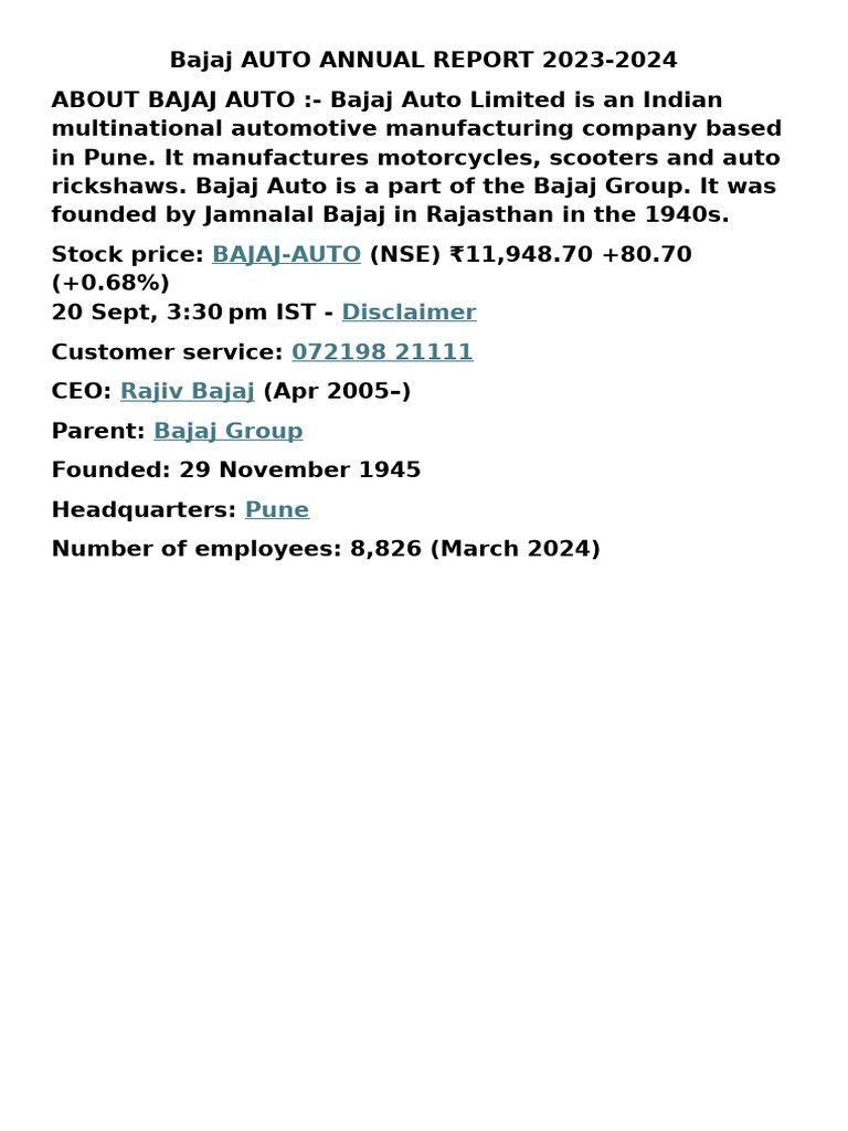 Bajaj Auto Annual Report 2023 Pdf
