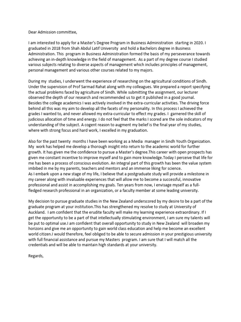 Master's Application for Business Admin | PDF | Behavior Modification ...