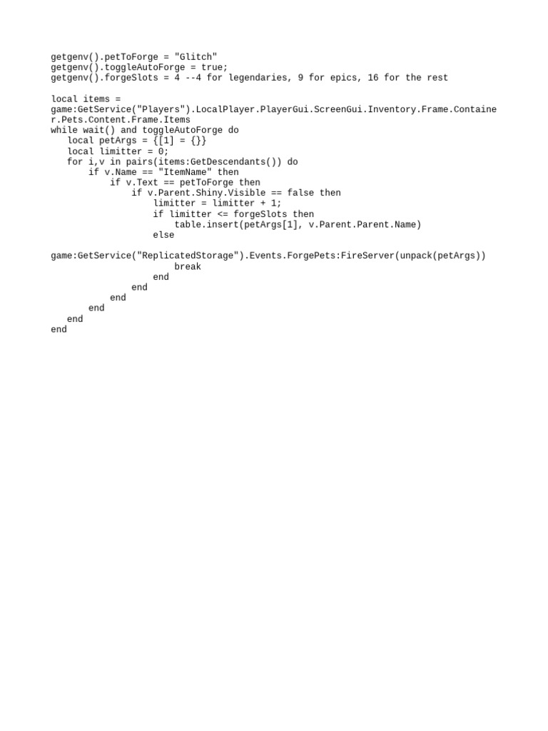Auto Forge Script for Mining Simulator 2 | PDF