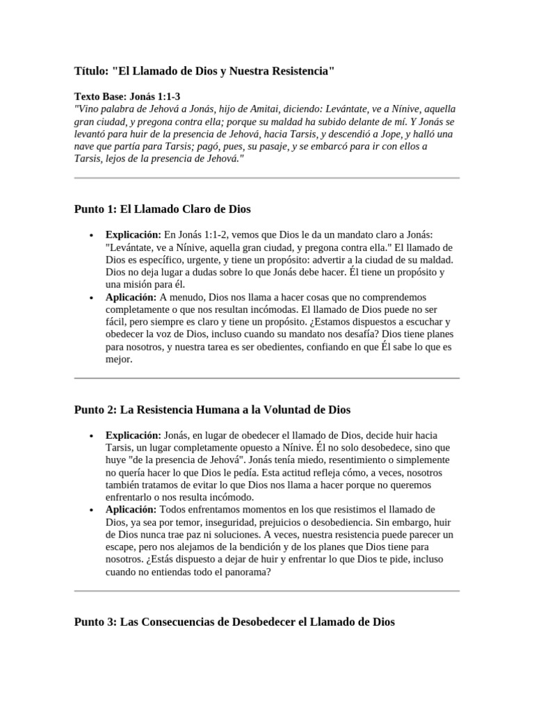 Llamado de Dios y Resistencia Humana | PDF | Jonás | Dios