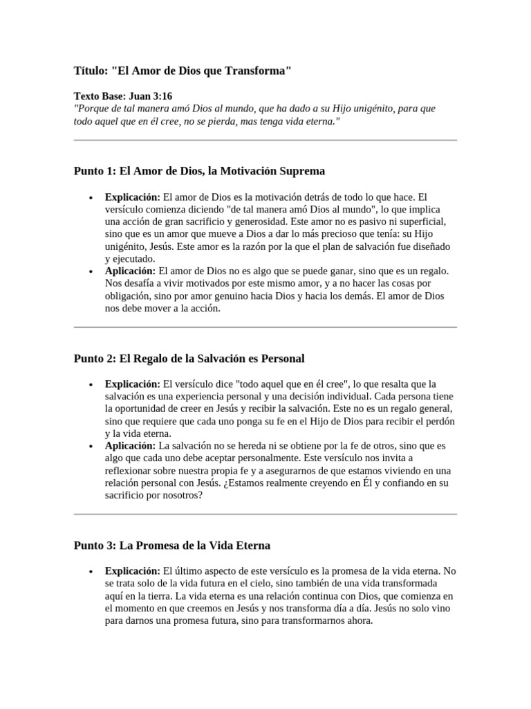 Amor de Dios que Transforma Vidas | PDF | Vida eterna (cristianismo) | Amor