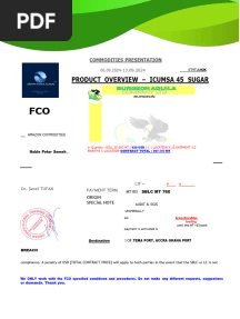 FCO ICUMSA 45 SUGAR 300.000 MT 1 LOCATİON CIF SIERRA TURKS GLOBAL TRADING and Burgeon Aquila Company Limited 05.09.2024