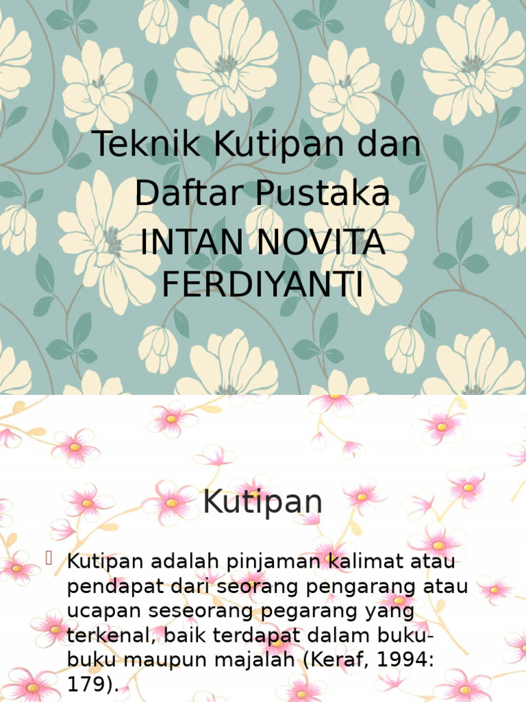 Teknik Kutipan dan Daftar Pustaka | PDF