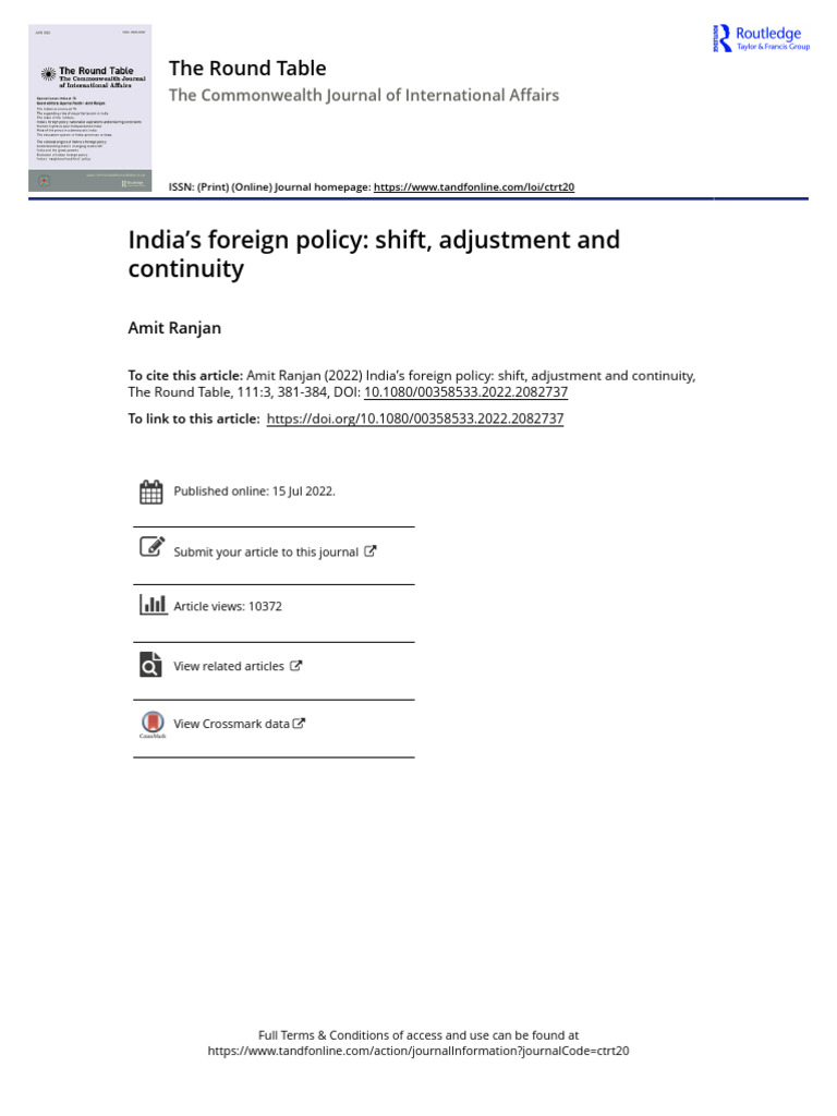 India S Foreign Policy Shift Adjustment and Continuity | PDF | Narendra ...