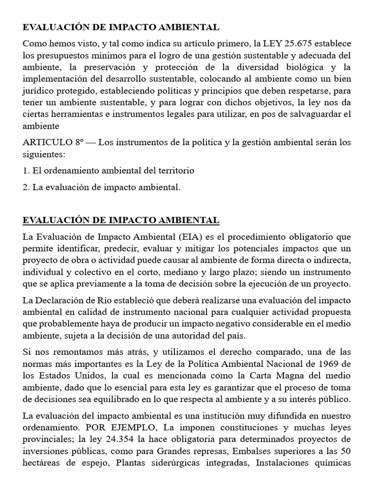 Evaluación de Impacto Ambiental en Proyectos | PDF | Evaluación de ...