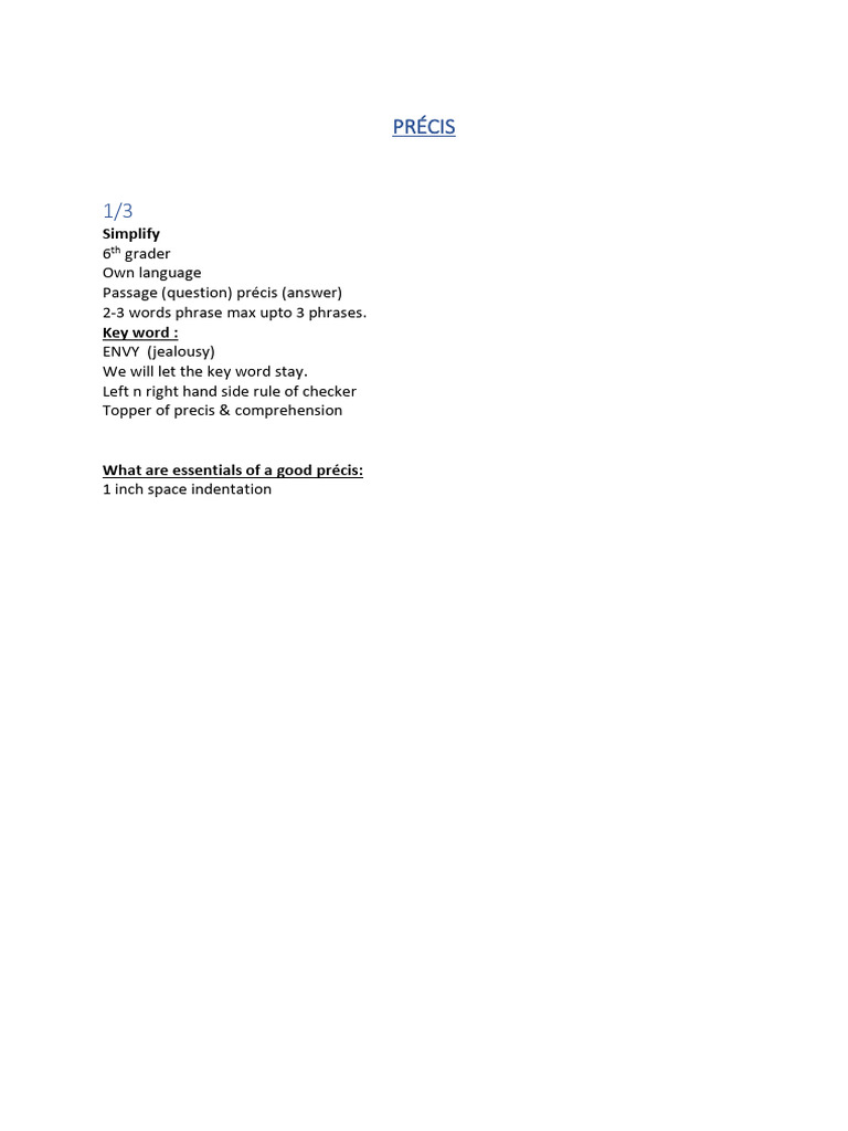 Precis 1 | PDF