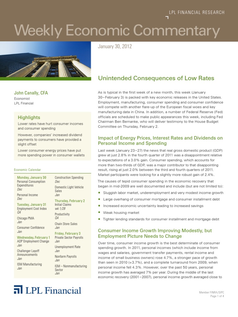 Weekly Economic Commentary 01-30-12 | PDF | Interest | Federal Reserve ...
