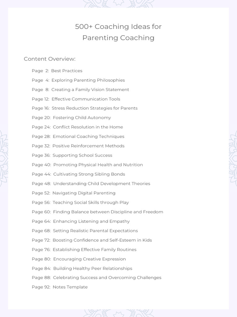 Parenting - Coaching Ideas - PDF Workbook - A4 | PDF | Psychological ...