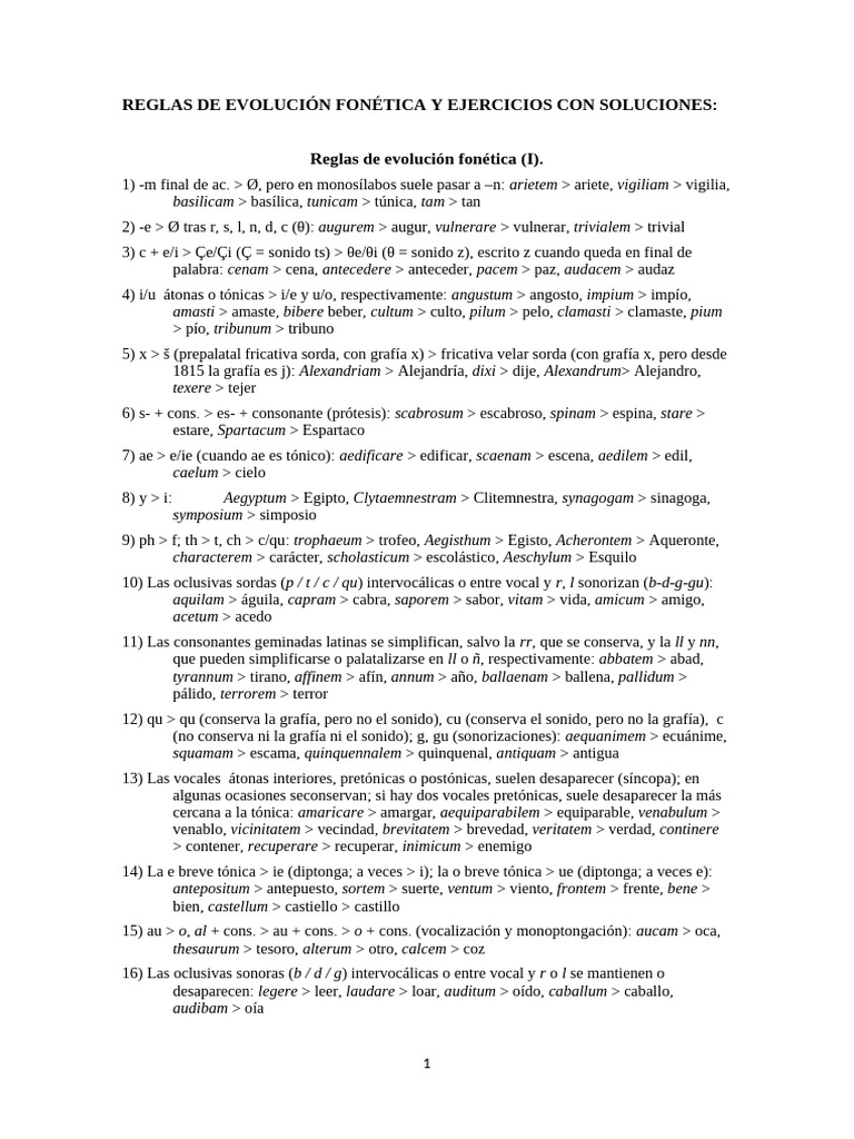 Reglas de Evolución Fonética en Español | PDF | Fonética | Voz humana