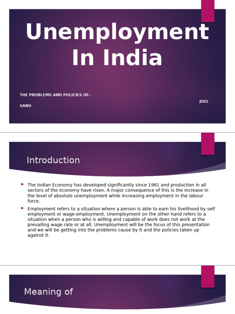 Unemployment Issues and Policies in India | PDF | Unemployment ...