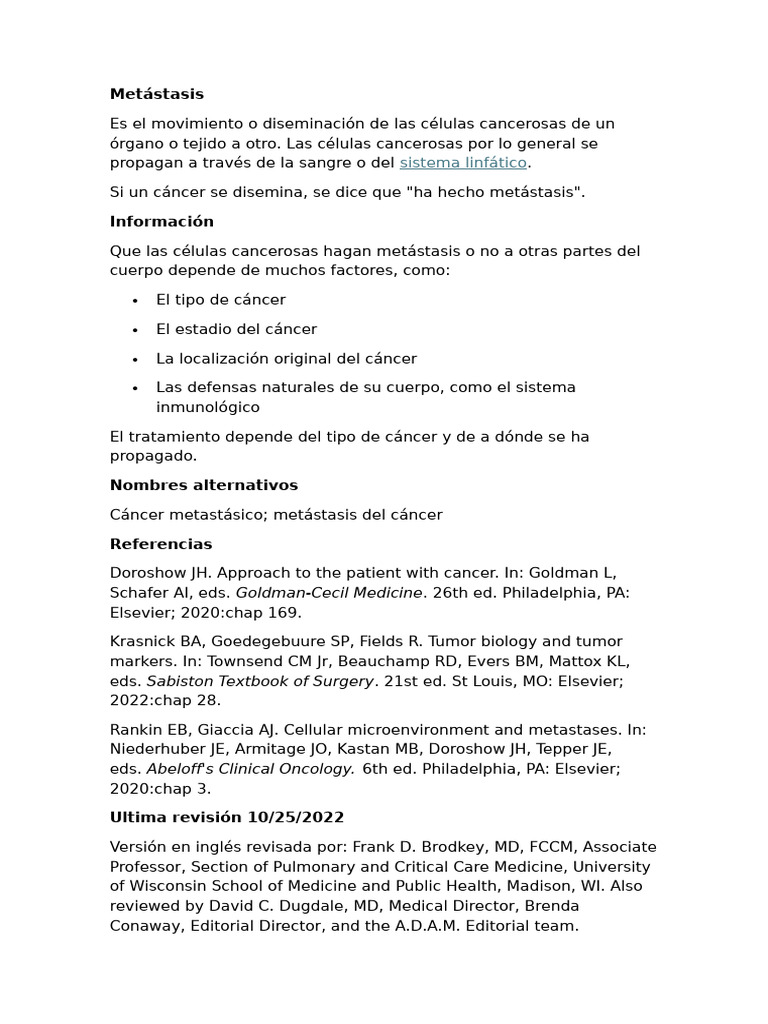 Metastasis | PDF