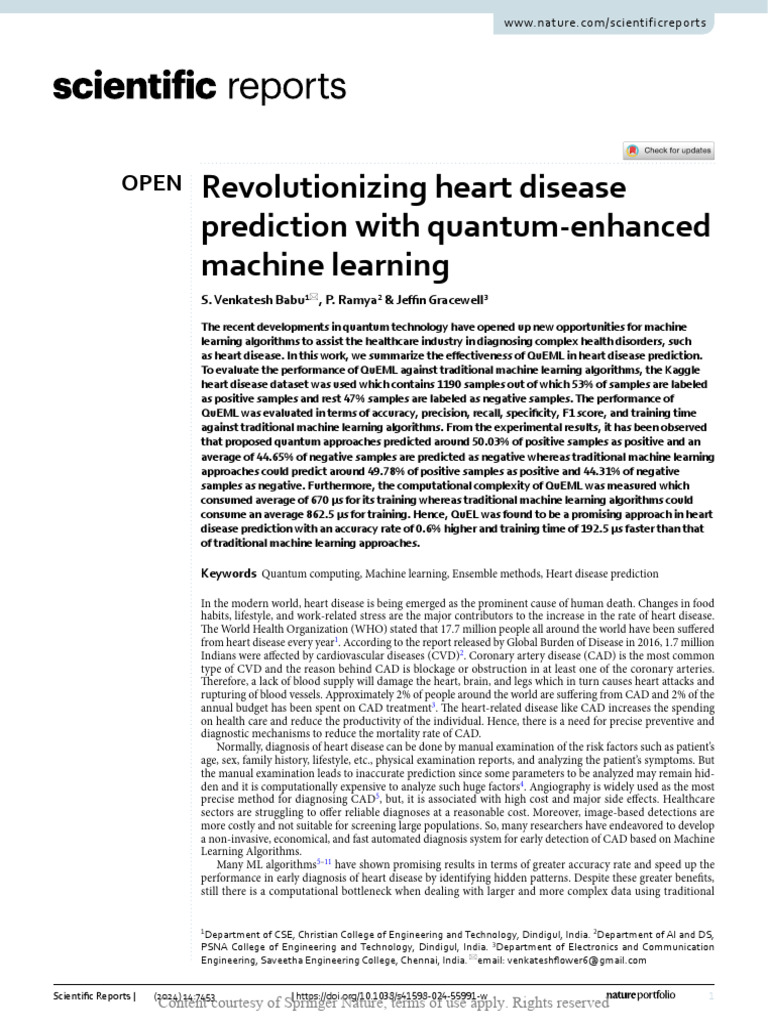 Quantum Machine Learning for Heart Disease | PDF | Machine Learning ...
