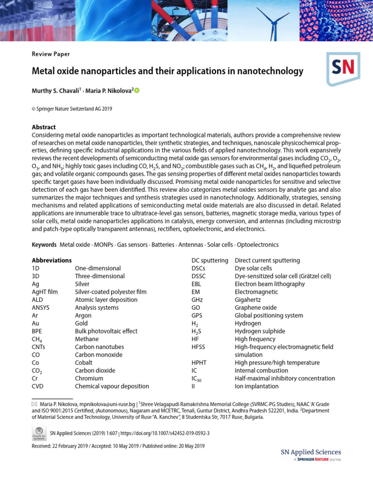 Metal Oxide Nanoparticles in Nanotechnology | PDF | Nanoparticle ...