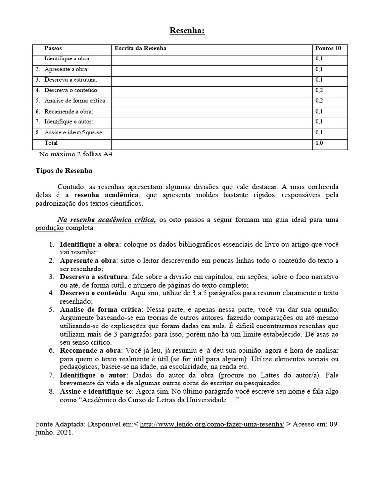 Guia Prático para Escrever Resenhas | PDF | Autor