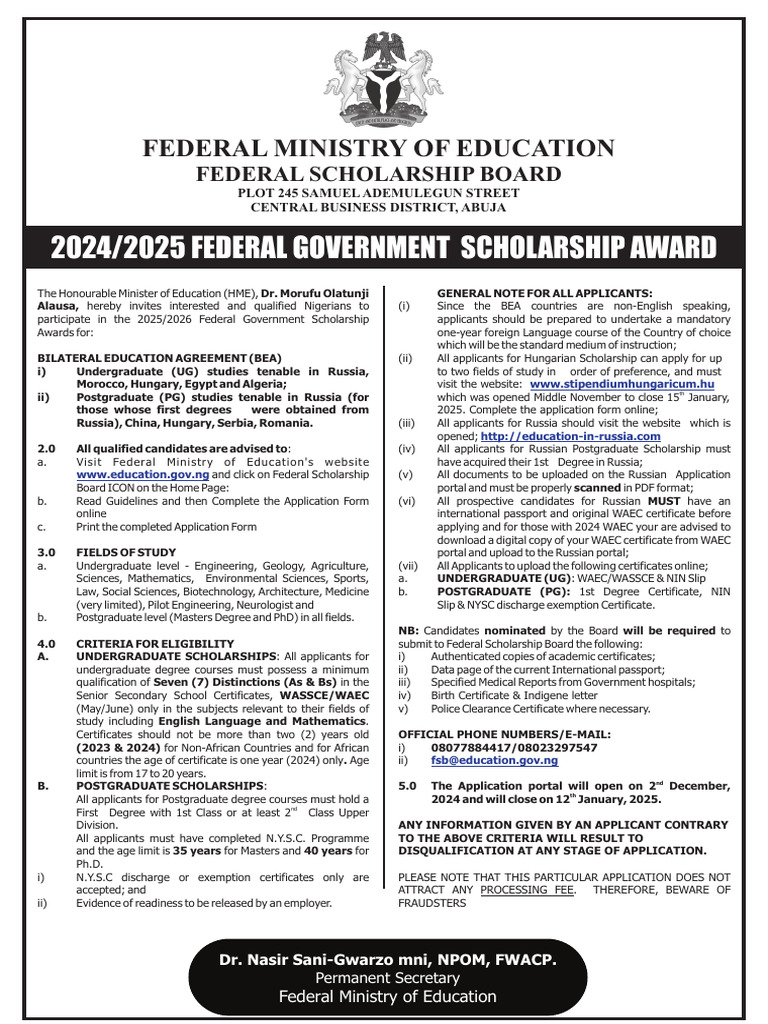 Full PG Advert (Min of Education) 2 | PDF | Undergraduate Education ...