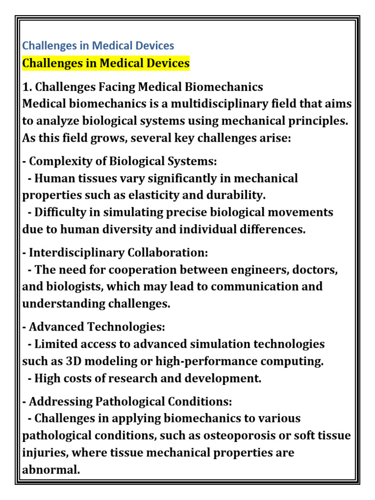 Challenges in Medical Device Development | PDF | Medical Device ...
