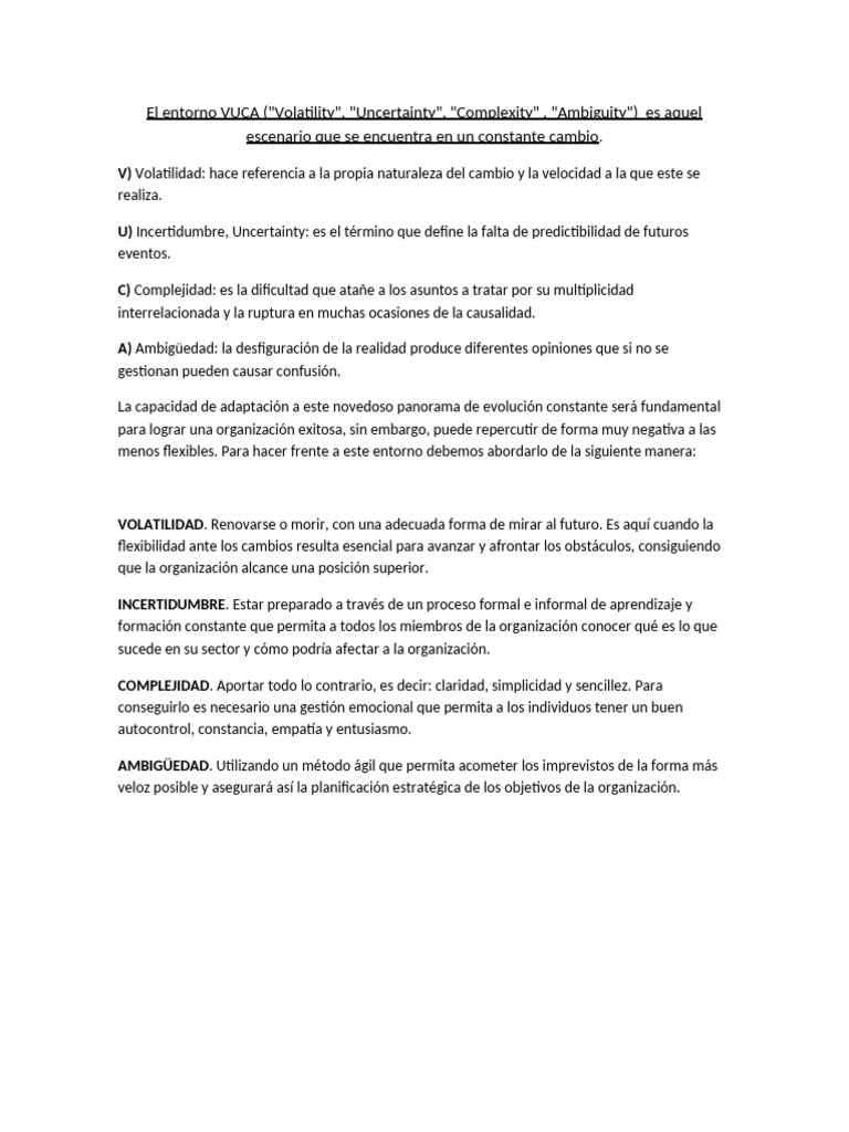 Estrategias para un Entorno VUCA | PDF