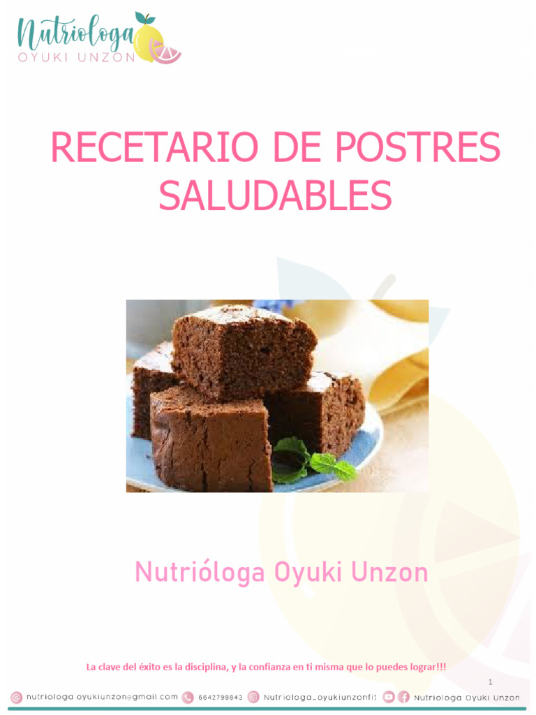 RECETARIO DE POSTRES SALUDABLES Oyuki Unzon | PDF | Postres | Cocina