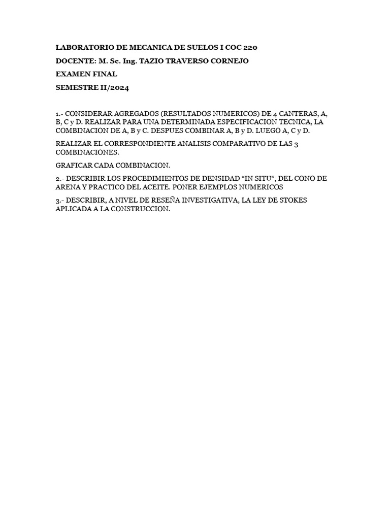 Examen final laboratorio de mecanica de suelos i coc 220 2 pdf