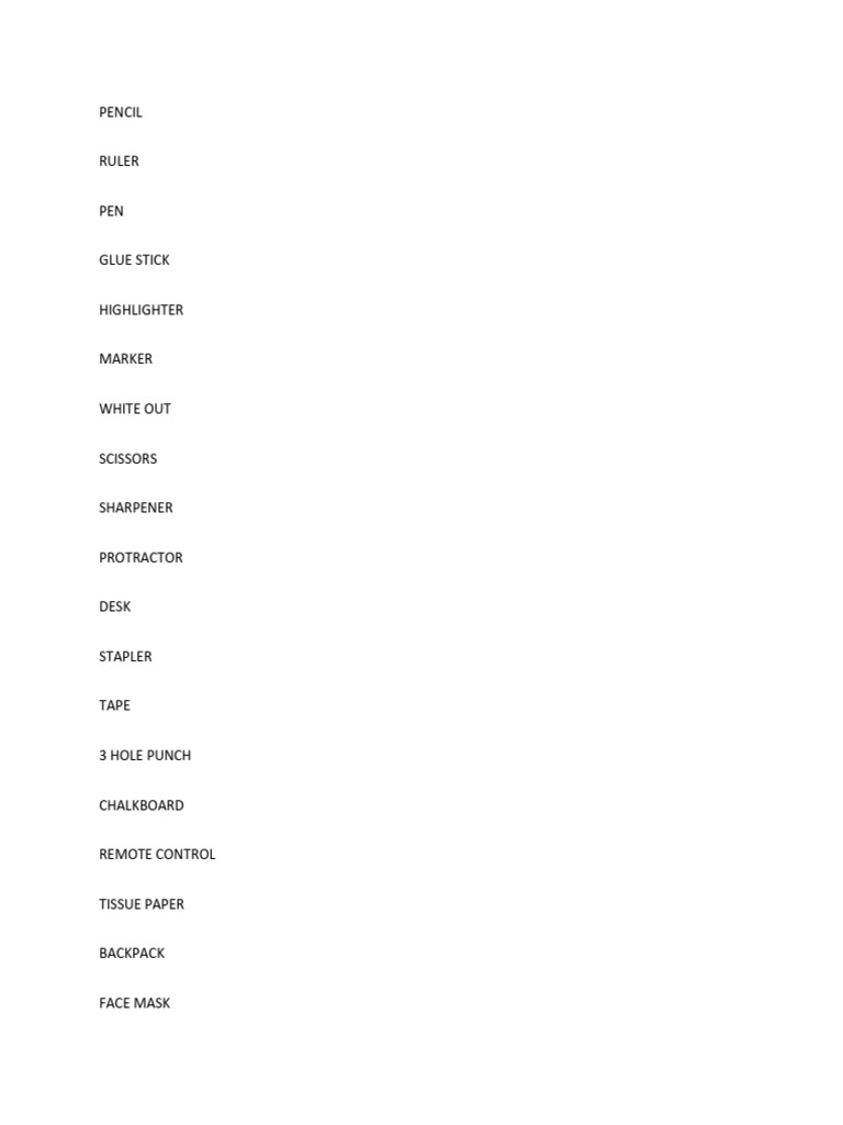 Essential School Supplies List | PDF
