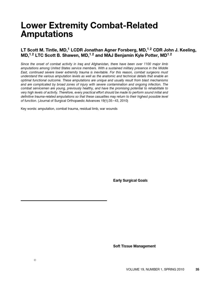 Lower Extremity Combat-Related Amputations | PDF | Amputation | Prosthesis