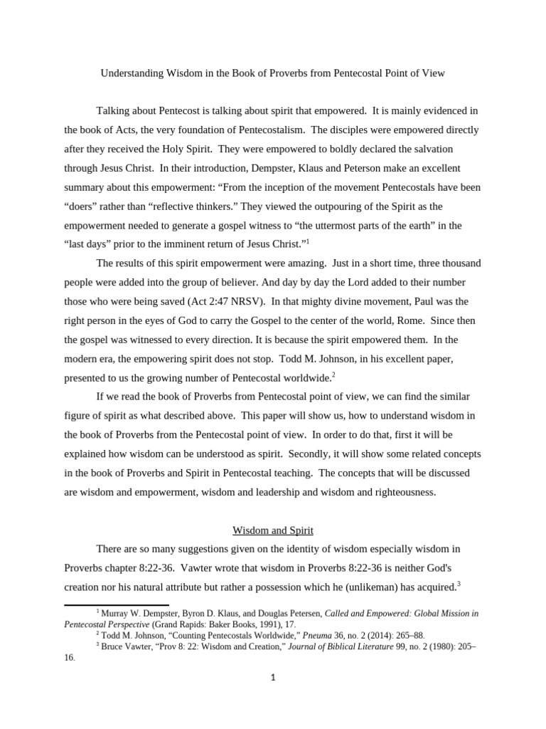 Wisdom as Spirit in Proverbs | PDF | Book Of Proverbs | Pentecostalism