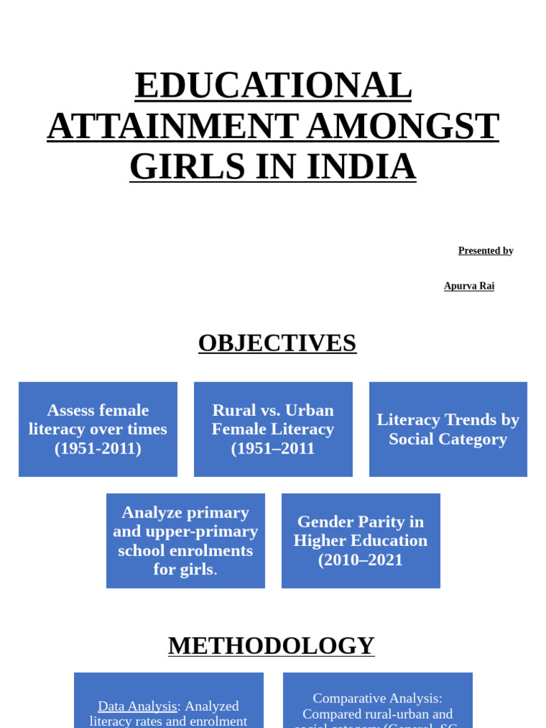 Educational Attainment Amongst Girls in India Termpaperppt | PDF ...